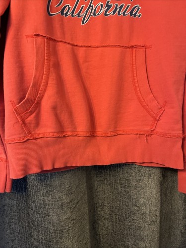 Joe Browns Coral Red Orange Hooded Sweatshirt Pocket Small Vintage - Picture 5 of 10
