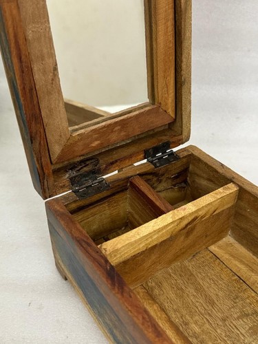 Antique Wooden Travelling Shaving Vanity Box With Mirror Original Hand Crafted - Picture 3 of 11