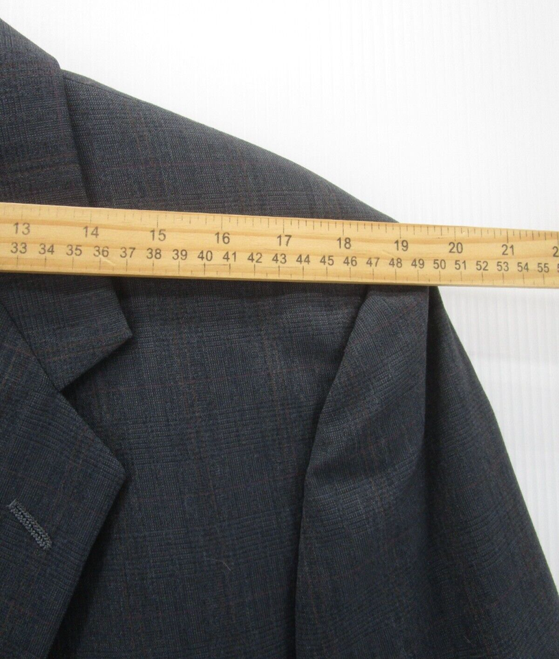 Hart Schaffner Marx Sport Coat Men 46 Short Blue Windowpane Plaid