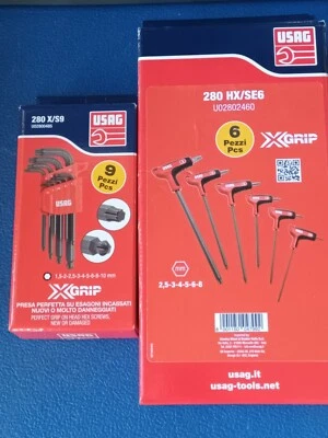 USAG : ASSIEME 2 PRODOTTI X-GRIP = SERIE Chiavi Esagonali 280 X/S9 + 280 HX/SE6