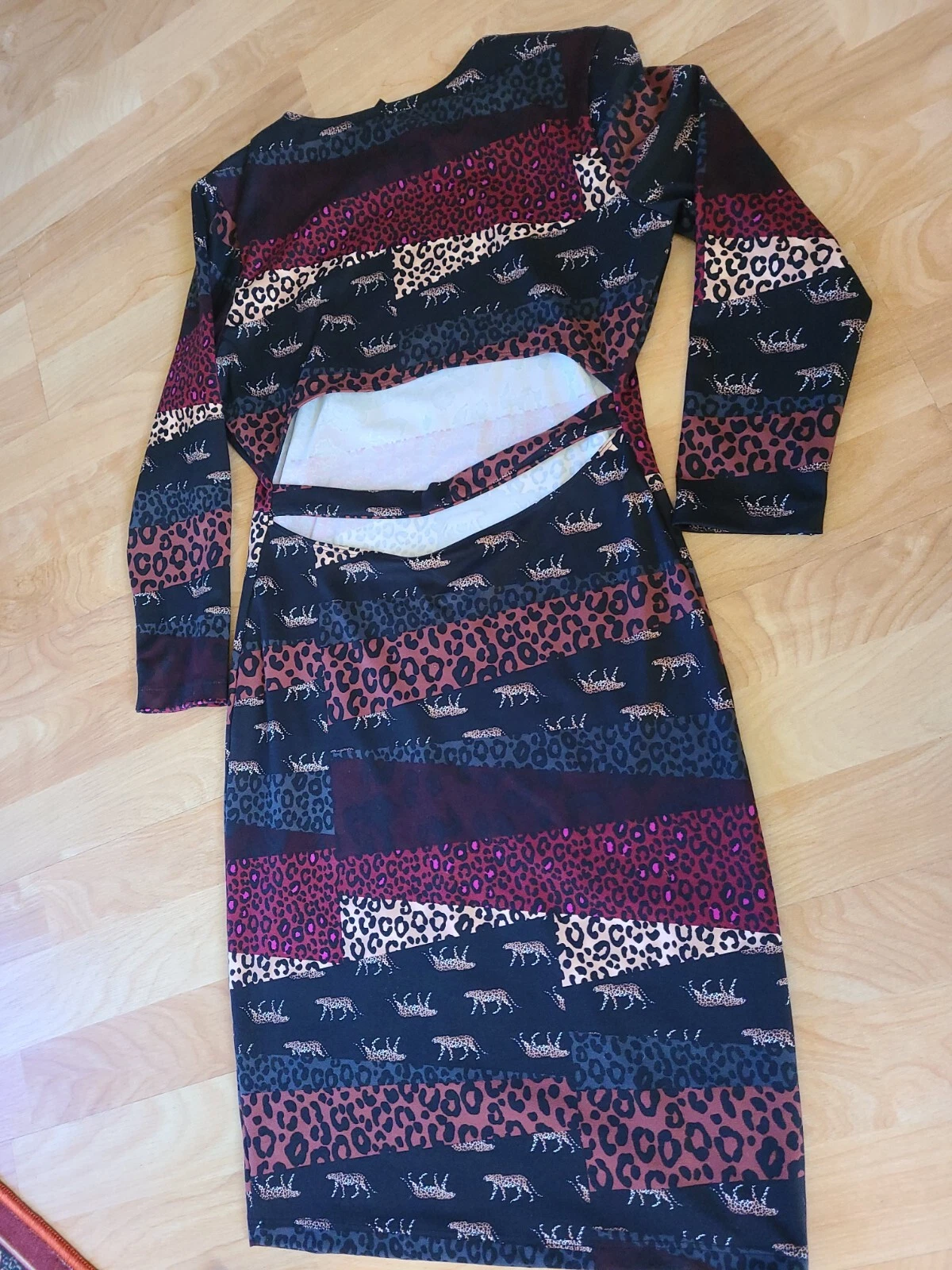 UNDERCOVER VICTORIA'S SECRET SPORT BODYCON CUT OUT ANIMALE PATCHWORK TAGLIA S