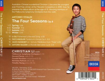 CHRISTIAN LI VIVALDI: THE FOUR SEASONS NEW CD