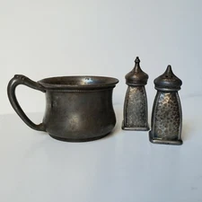 Reed & Barton Silver Plated Baby Cup 2030 Mug Weidlich Bros Salt & Pepper Shaker