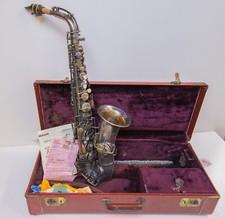 1940 - Frank Holton Collegiate Silver Plate Alto Saxophone Hard Case - Nice