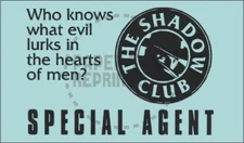 THE SHADOW CLUB SPECIAL AGENT CARD - VINTAGE REPRINT