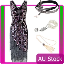 Deluxe Ladies 20s 1920s Roaring Flapper Costume Sequin Gatsby 20's Fancy Dress