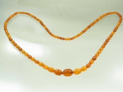 Butterscotch Amber Egg Yolk Bernstein Kette Oliven & Kugel 16,3 Gramm 64 cm lang