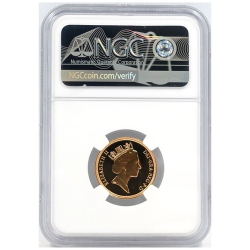 1986 Elizabeth II 1 Sovereign Gold Coin NGC PF70CAMEO St. George Slaying the Dra - Picture 4 of 4