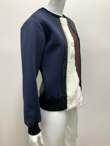 NWT BCBG MAXAZRIA Women's Multicolor Faux Leather Fur Pullover Sweater Size S - 第 6/8 張圖片