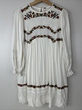 Free People Women’s XS Ivory White Pasadena Floral Embroidered Mini Dress