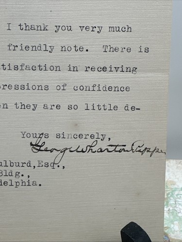 1922 signierter Brief von George Wharton Pepper - Philadelphia Anwalt & USA Senator - Bild 2 von 4