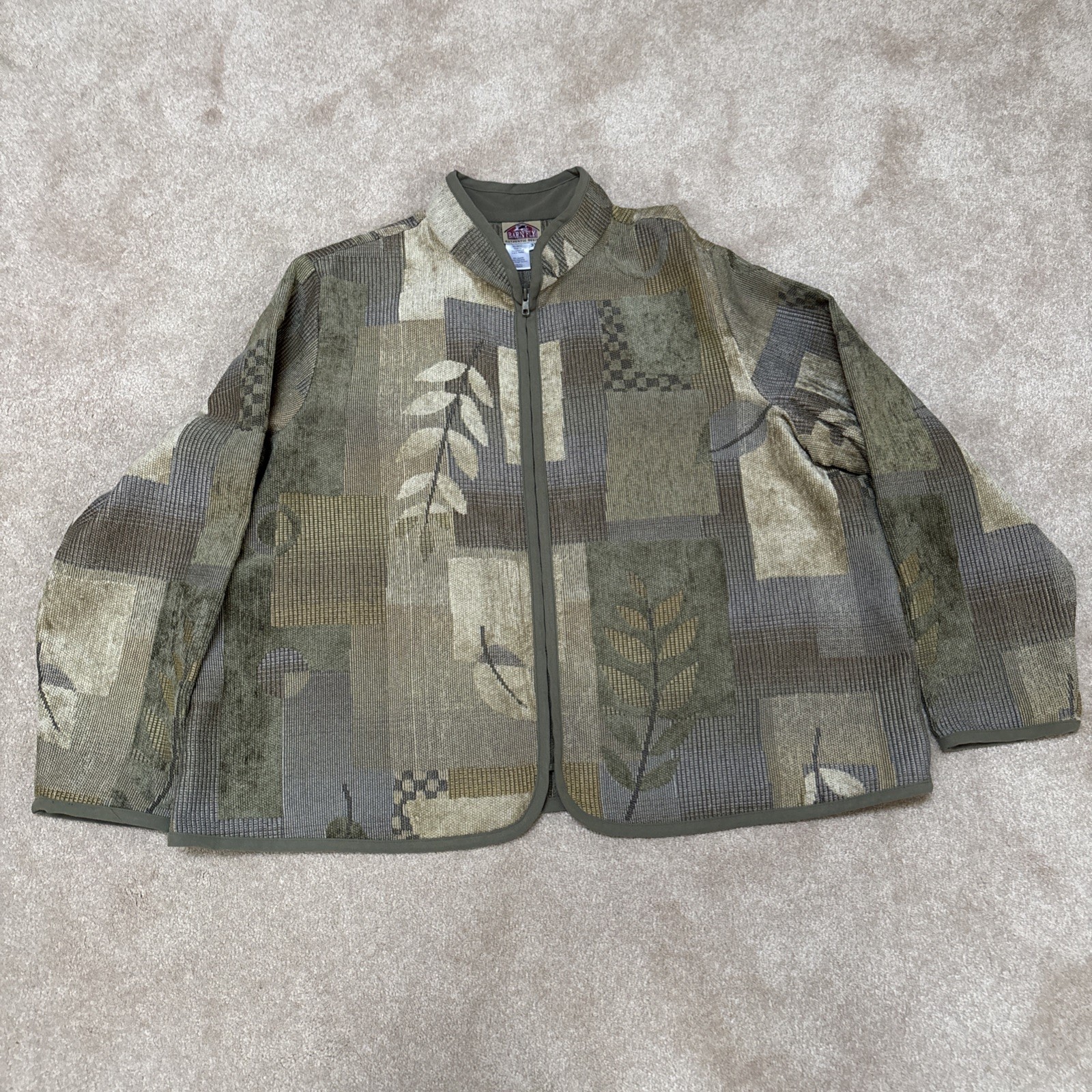 Barn Fly Jacket Women’s vintage Tapestry Floral Botanical Full Zip 3X  EUC