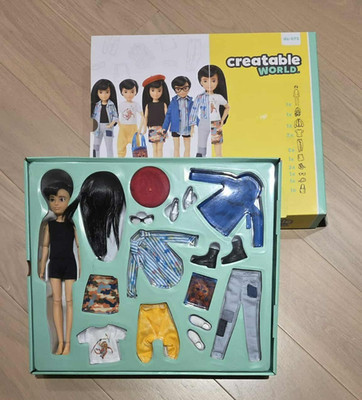 Creatable World DC-073 Mattel Black Straight Hair Deluxe Character Kit Doll NEW