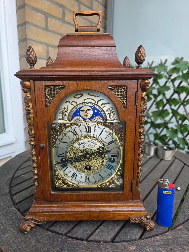 Hermle Westminster Shelf Clock 1976 Quarter Strike Silent Moon Dial 13.38 Inch - Image 2 of 4