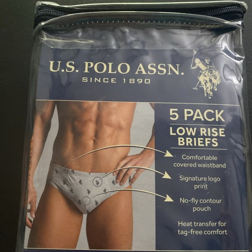 New 5 Pack U.S. Polo Assn. Mens Tag Free Cotton Low Rise Briefs Size Large - Imagen 6 de 8