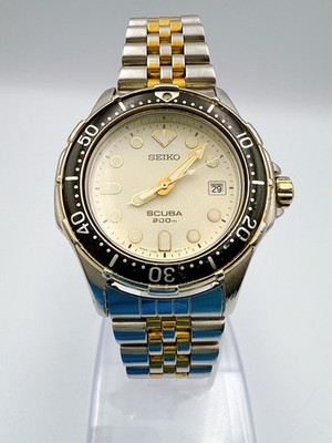 SEIKO SCUBA 200M 7N35-600A Quartz White Dial Watch Japan Vintage