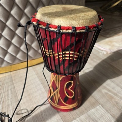 Wunderschöne Djembe Bongo Trommel - Handgefertigt - Rot/Schwarz Deko & Musik