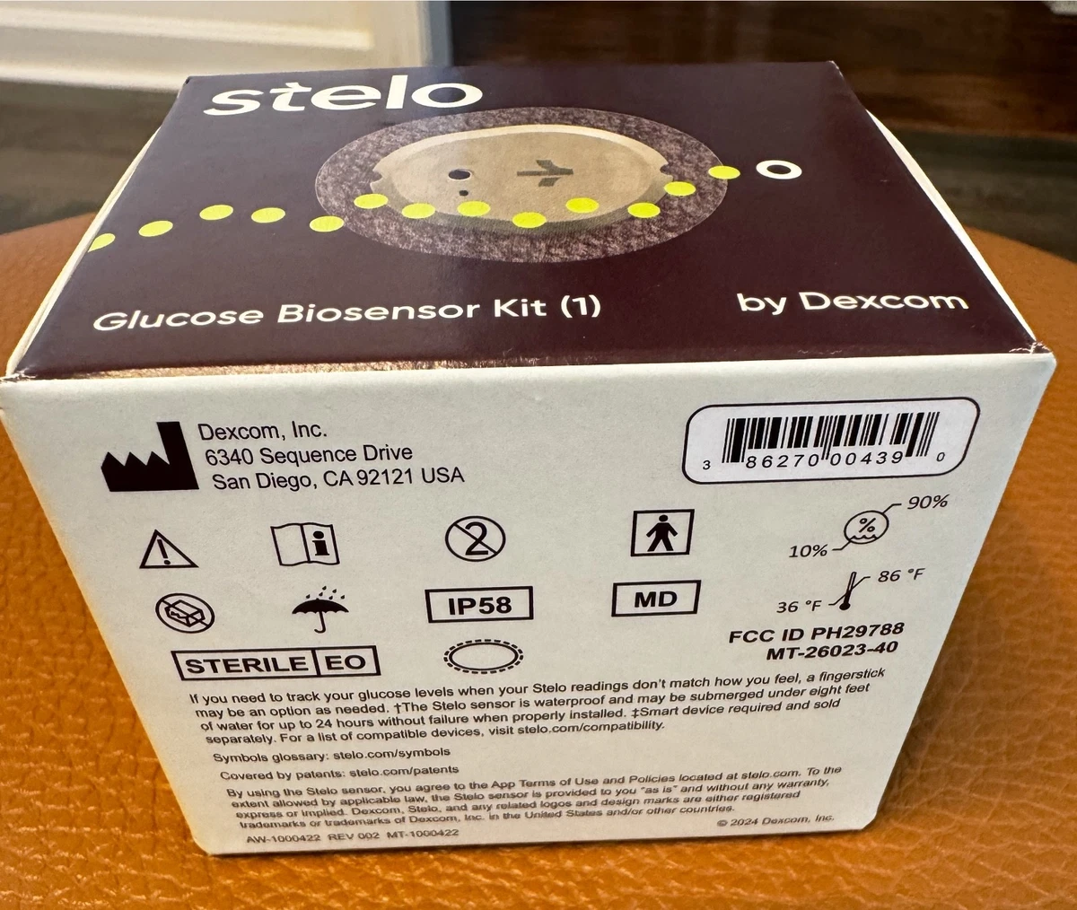 Kit de biosensor de glucosa Dexcom Stelo 1 sensor OTC CGM nuevo sellado caducidad 31/03/2027