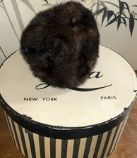 Saks Fifth Avenue Millinery Salon Mink Brown Bucket Hat One Size Vintage Hat Box