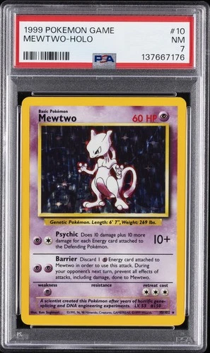 1999 POKEMON BASE SET UNLIMITED #10 MEWTWO-HOLO PSA 7