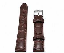Genuine Leather Watch Strap Brown Crocodile Pattern 18mm Band Steel Buckle