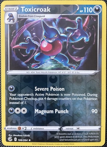Toxicroak 166/264 Swsh08: Fusion Strike Reverse Holo LP Pokémon