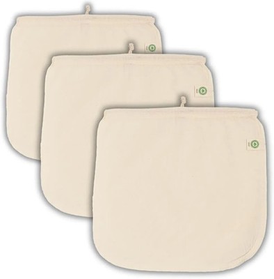 Reusable Unbleached Cotton Nut Milk Bags 3 Pack Extra Large 14x12 Inch Strainer