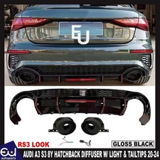 FÜR AUDI A3 S3 8Y SCHRÄGHECK RS3 LOOK WABEN HECKDIFFUSOR LED ENDROHRE 20-24
