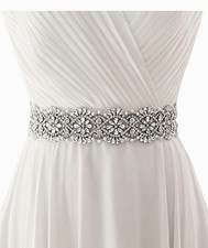 Rhinestone Bridal Belt Wedding Sash Silver Rhinestones Faux Pearl Hongmei