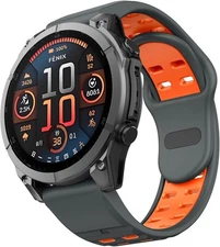 Compatible with Fenix 8 47mm/Fenix E/Fenix 7/6/5 22MM, Carbon Gray Orange 