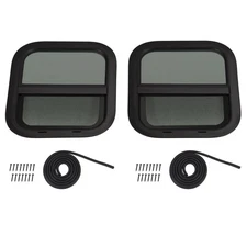 2 Pack Black RV Replacement Windows 14" W x 16" H |Teardrop Style Vertical Slide
