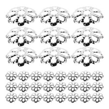 600Pcs Lightweight Hollow Flower Bead Caps Silver Metal for DIY Earring Making