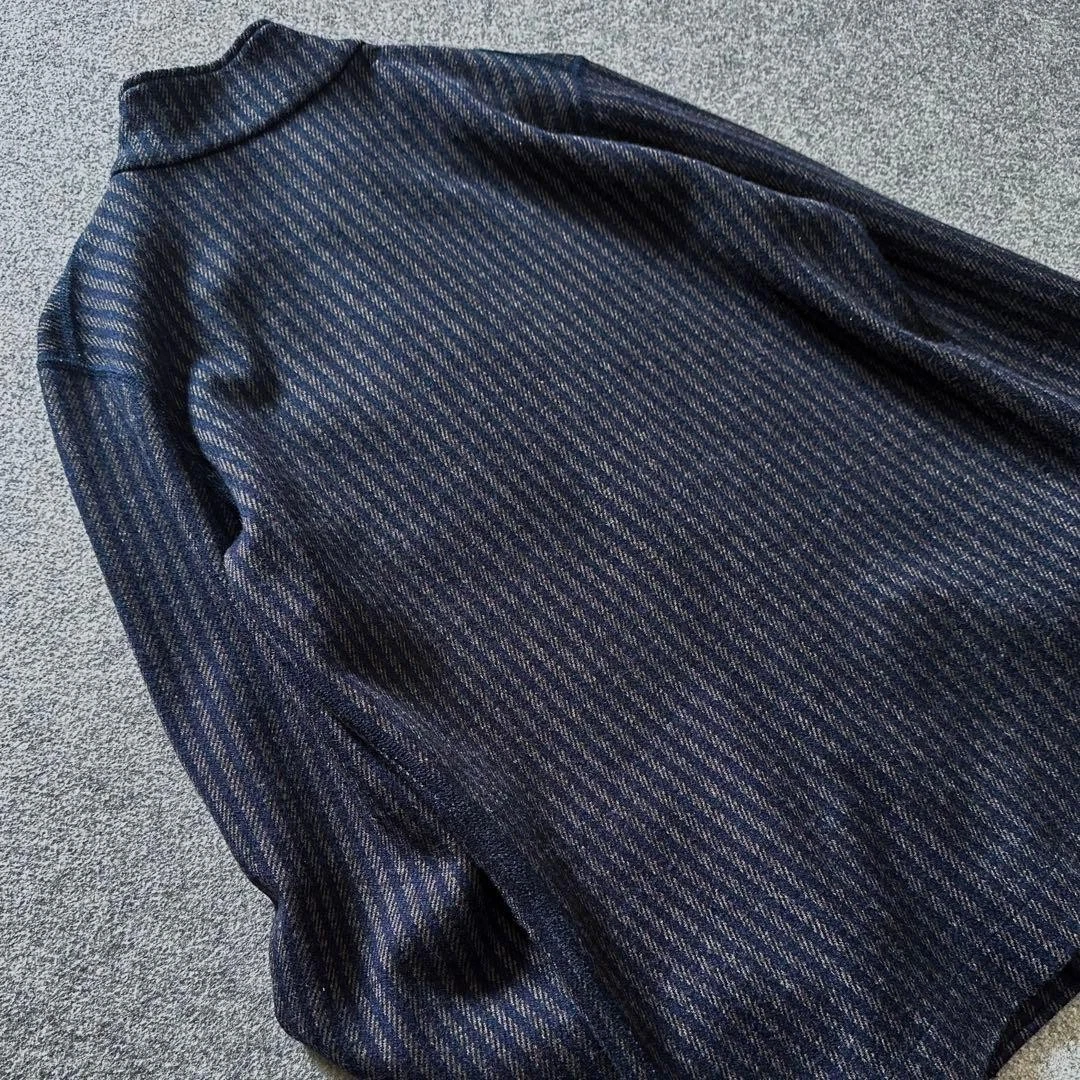 45R Jacket Band Collar Stripe Jersey Twill Stretch Wool Outerwear Excellent - product detail image 3