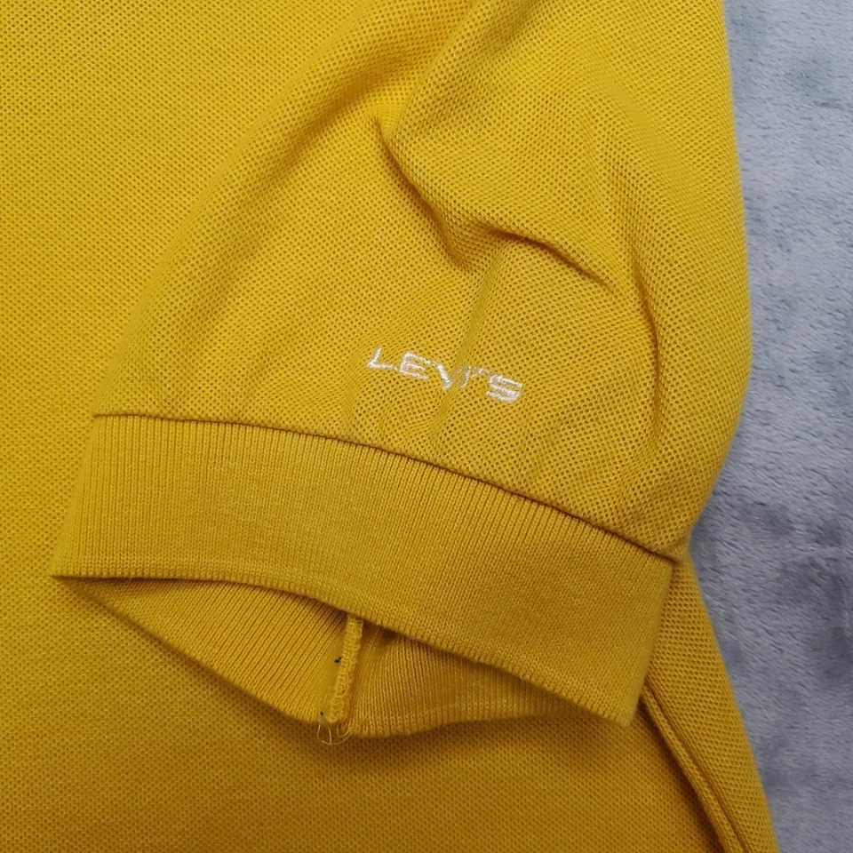 Vintage Levis Shirt Mens Medium Gold Polo Button Big E Embroidered Sleeve Retro - Image 4 of 4