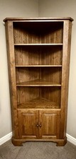 Solid Oak Corner Shelving Unit With Cupboard