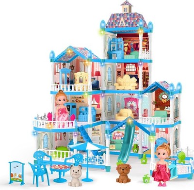 Barbie Dreamhouse Playhouse 4-Story 11 Rooms Doll House with 4 Dolls Toy Figures