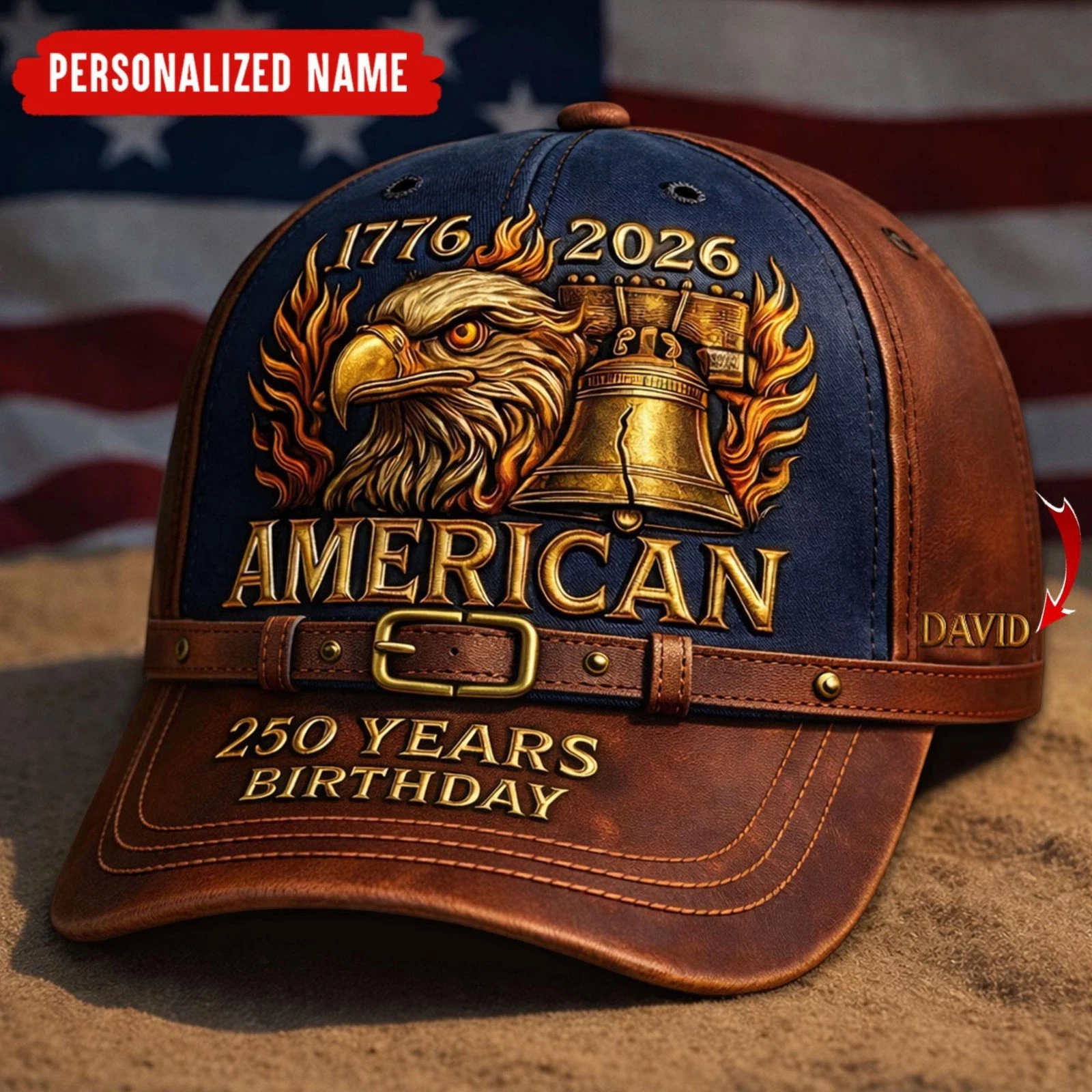 Custom USA 250th Anniversary Hat 1776–2026 Patriotic Eagle Celebration Cap 2026