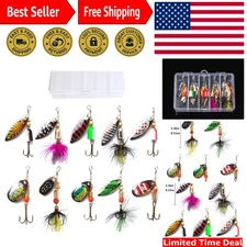 10-Piece Fishing Lures Spinnerbait Kit for Bass & Trout - Metal Tackle Box Set