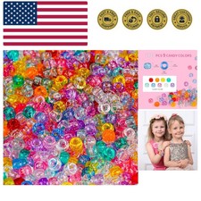 1000 pcs Glitter Pony Beads Bulk, Acrylic 9mm Large Plastic Bead for Bracelet...