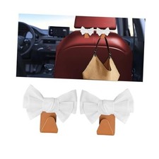 Car Purse Hooks, 2PCS Cute Bow Vehicle Seat Headrest Hanger for Brown/White