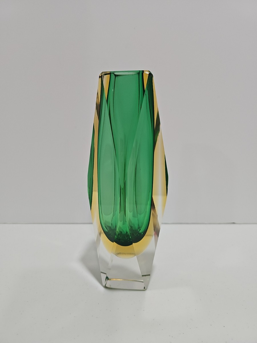 よ*ー様 Murano Green and Gold VETRO ARTISTI BEAUTIFUL VTG MURANO Green W/Gold Flakes Teardrop Shaped Art