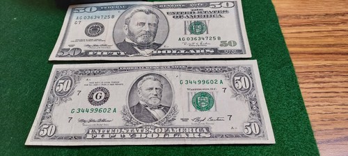 1993 &1996 U.S. LAST SMALL HEAD & FIRST LARGE HEAD 50 DOLLAR NOTES - Picture 7 of 10