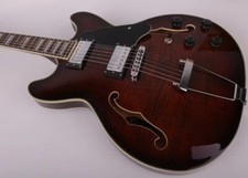 Electric guitar Semi-Hollow Mahogany Body in Brown Red Rosewood Fingerboard