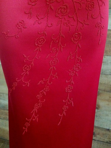 Vintage Carolina Concepts Womens Long Beaded Strapless Red Dress Size 6 Slit 22" - Picture 10 of 12