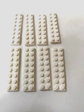 LEGO Parts: 2x8 Standard Plate, Part # 3034, White - Lot of 8
