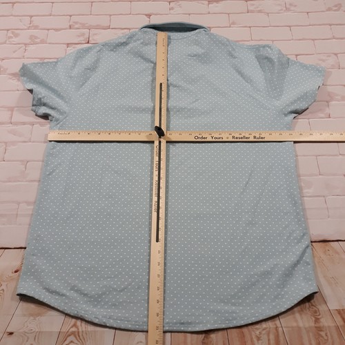 BYLT Polo Shirt Drop Cut Lux Mens Size 2XL Cotton Blend Blue Polka Dot - Picture 5 of 9