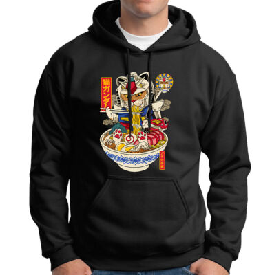 Ramen Katze Gundam Anime japanisches Tier Kätzchen lustig Herren Damen Hoody #TA-43 Posten