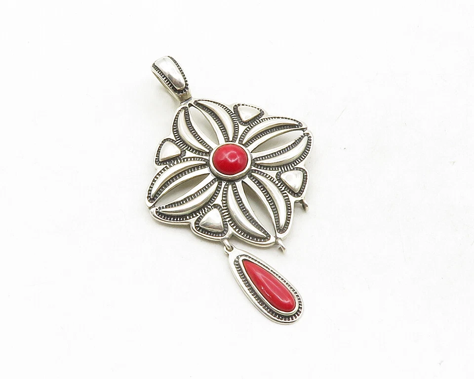 Colgante Floral Carolyn Pollack Relios Plata 925 Vintage Coral Rojo PT9925 Foto 2 de 4