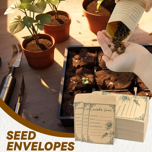 100 Pack Small Coin Envelopes Kraft Paper Seed Packets Envelopes for Small Items - Picture 2 of 7
