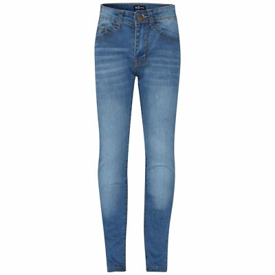 Kids Girls Skinny Jeans Designer Mid Blue Denim Stretchy Pant Fit Trouser 5-13Yr